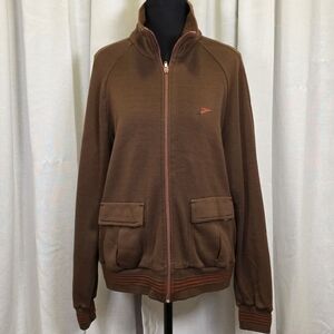 Vintage 70s Speedo Track Jacket Men’s M Brown Zip Up Taiwan ROC